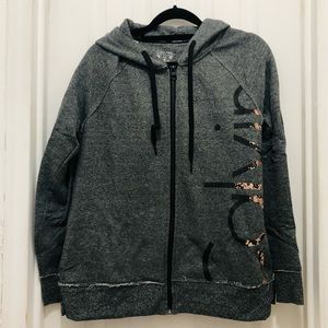 Calvin Klein Performance Women Gray Zip Up Hoodie M